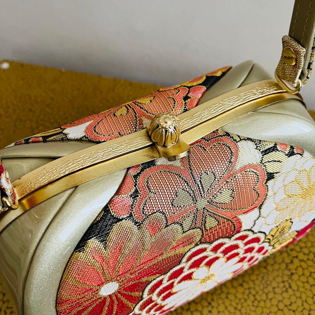 【美品】振袖用バッグ　草履　成人式　振袖　西陣織　正絹　Mサイズ