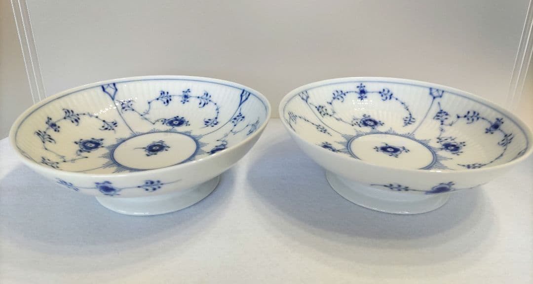 2つセット◇18デンマーク製　ロイヤルコペンハーゲン◇脚付き深皿ディーププレート