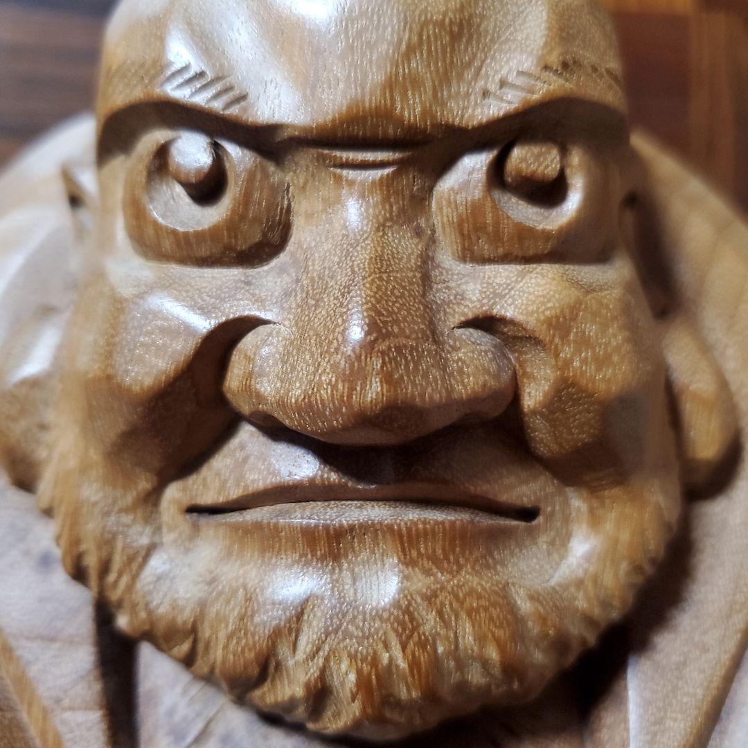 【大幅値下げ】讃岐一刀彫宗家 山中象堂 達磨 だるま 置物　木地
