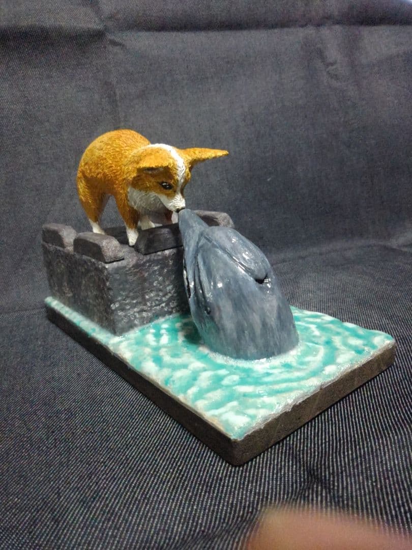 木彫りのコーギー（制作中）