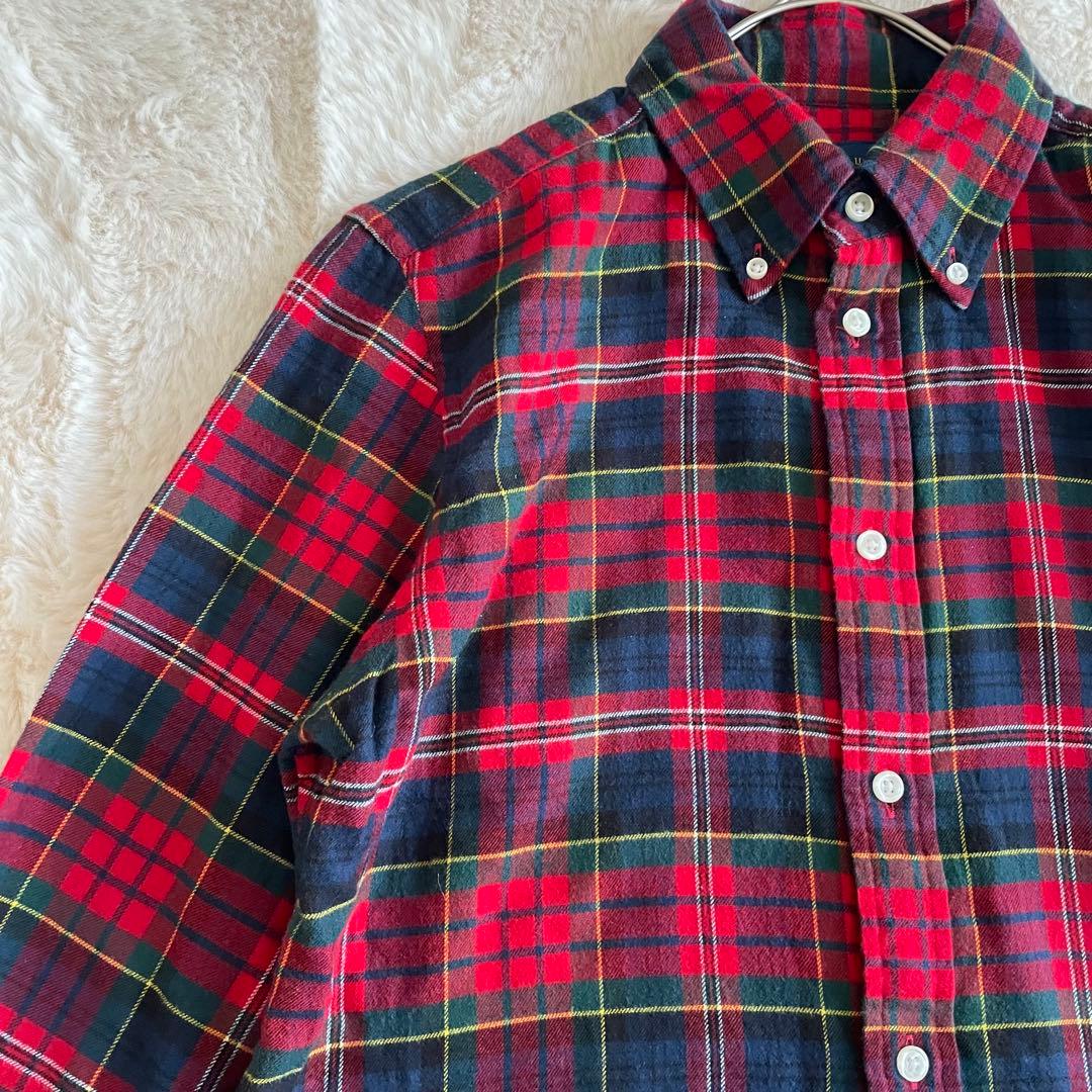 美品　ラルフローレン　S ネルシャツ　タータンチェック　ポニー刺繍　レッド系