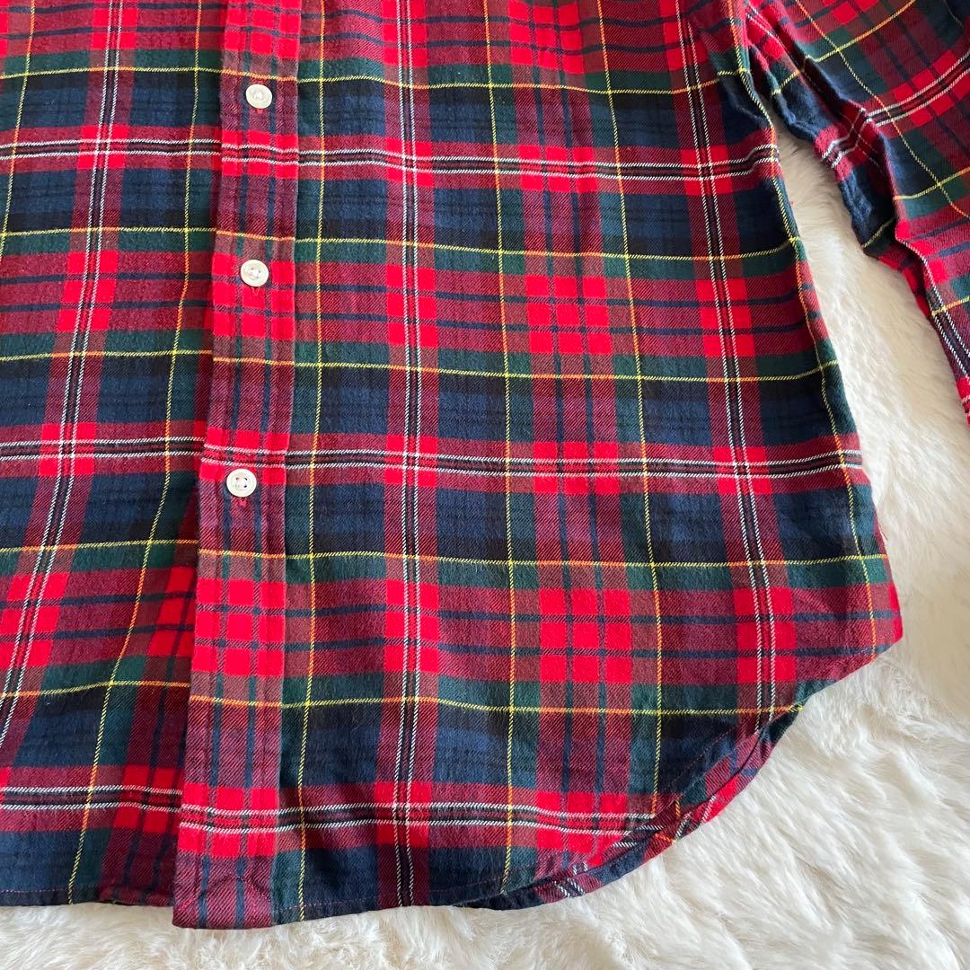 美品　ラルフローレン　S ネルシャツ　タータンチェック　ポニー刺繍　レッド系