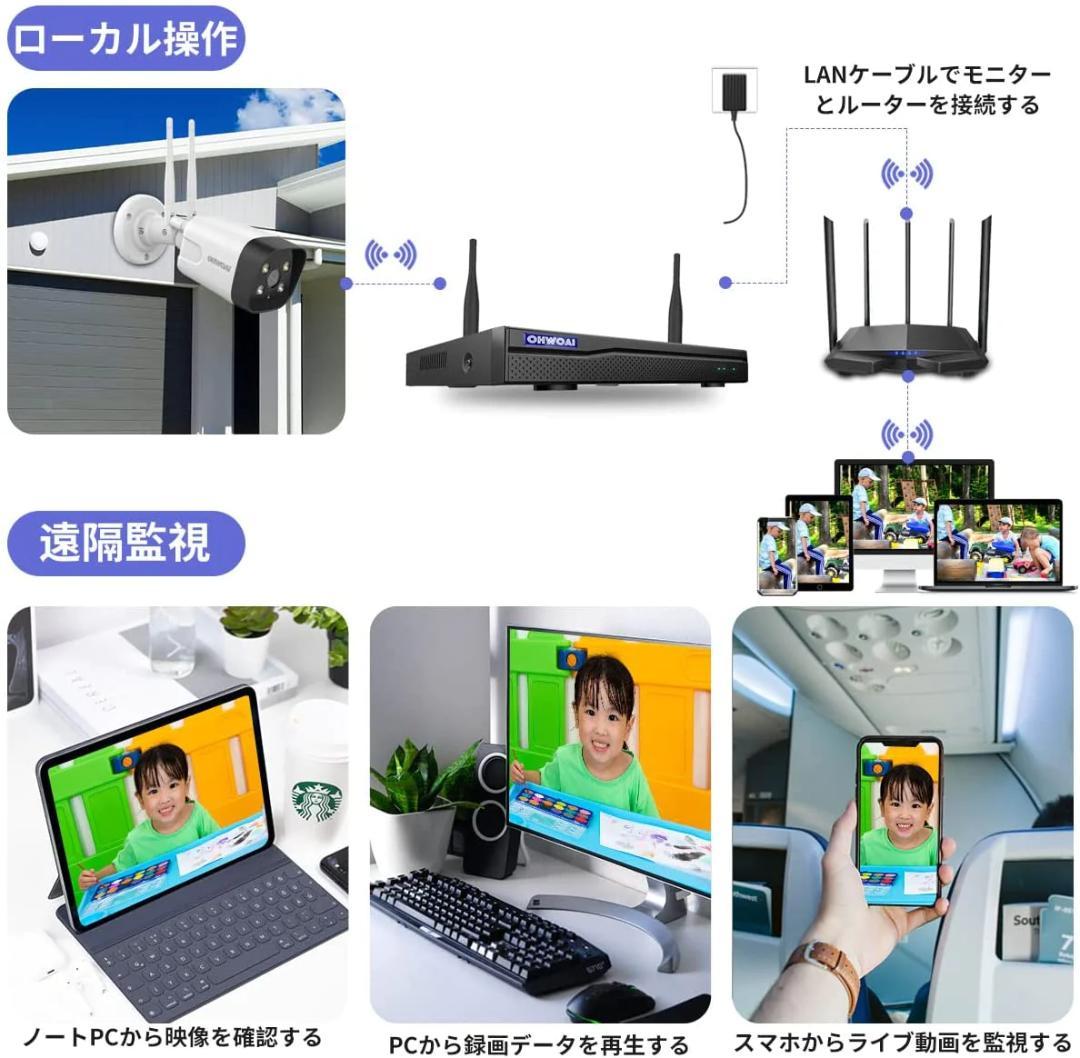 4K/800万画素 WiFi 防犯カメラ4台セット HDD4TB