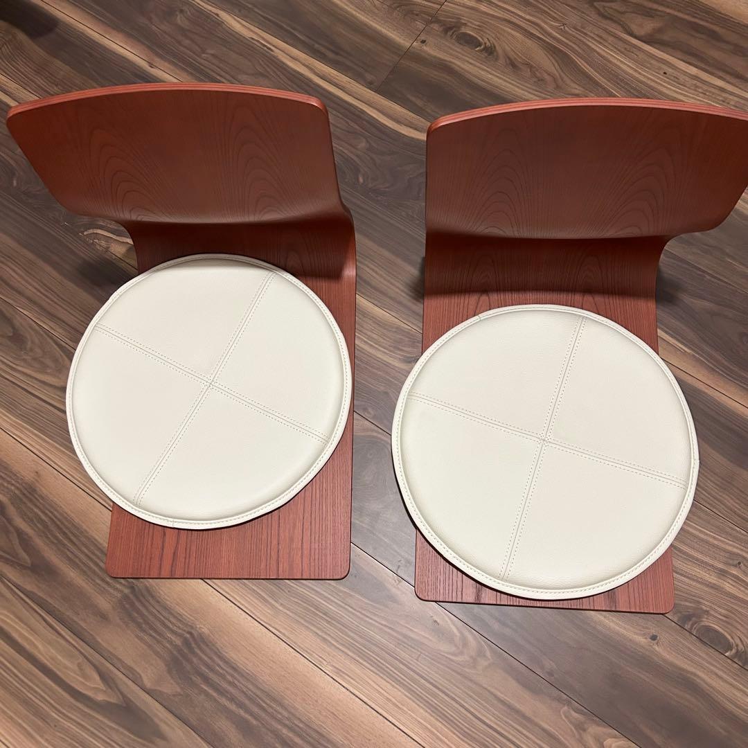 円形木製座卓 カンディハウス1個 天童木工曲げ座椅子2脚 カンデハウス座布団付き