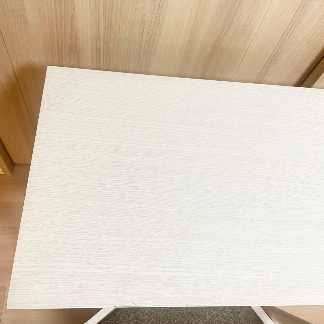 【美品】デスク チェア セット 折り畳み可能 フォールディング ホワイト 木製