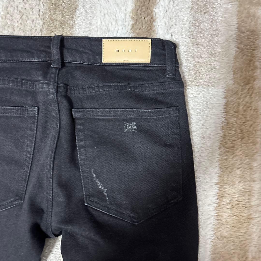 mnml ダメージ加工スキニーデニムパンツ ブラックミニマル