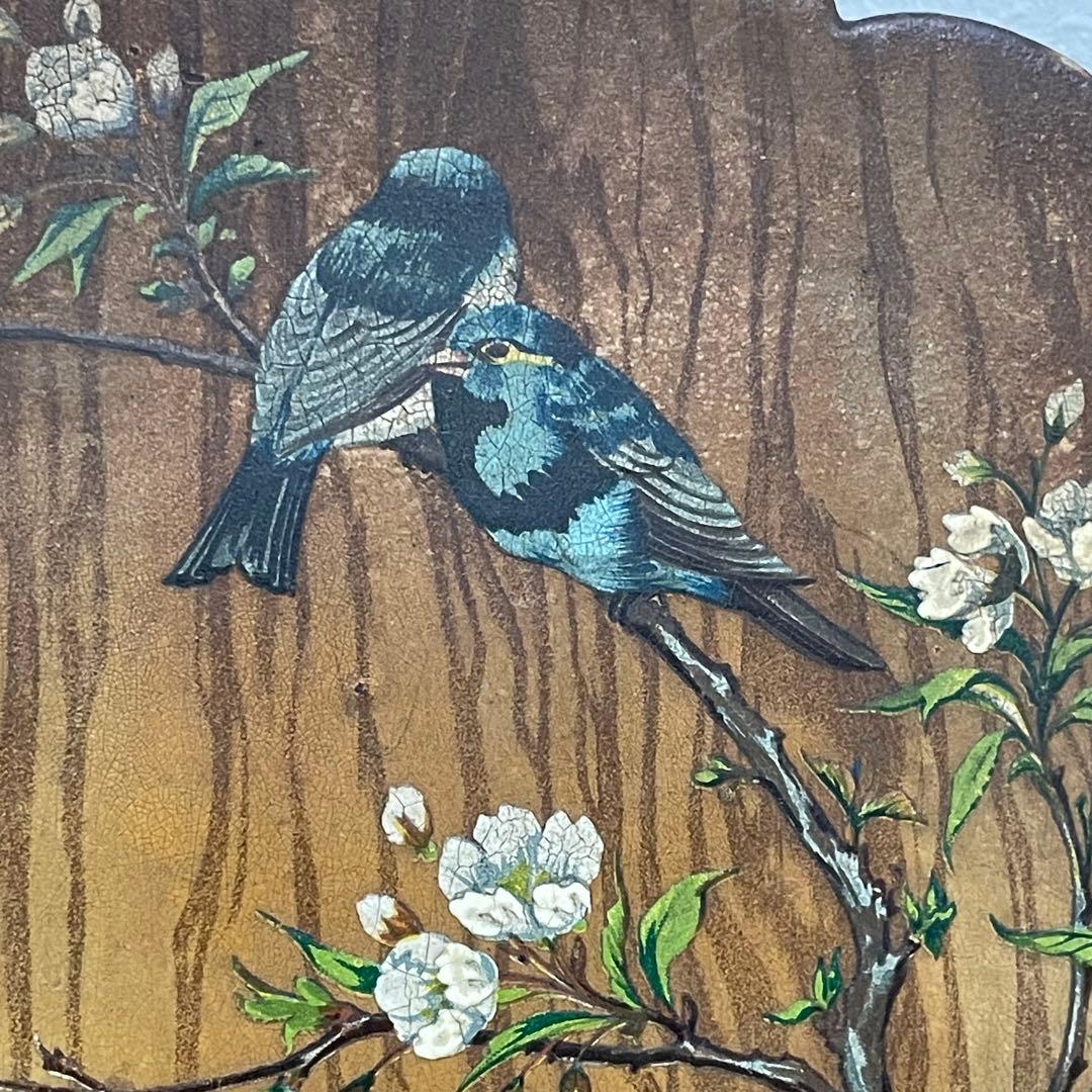 フランス　アンティーク　レターラック　パピエマシェ 花　小鳥