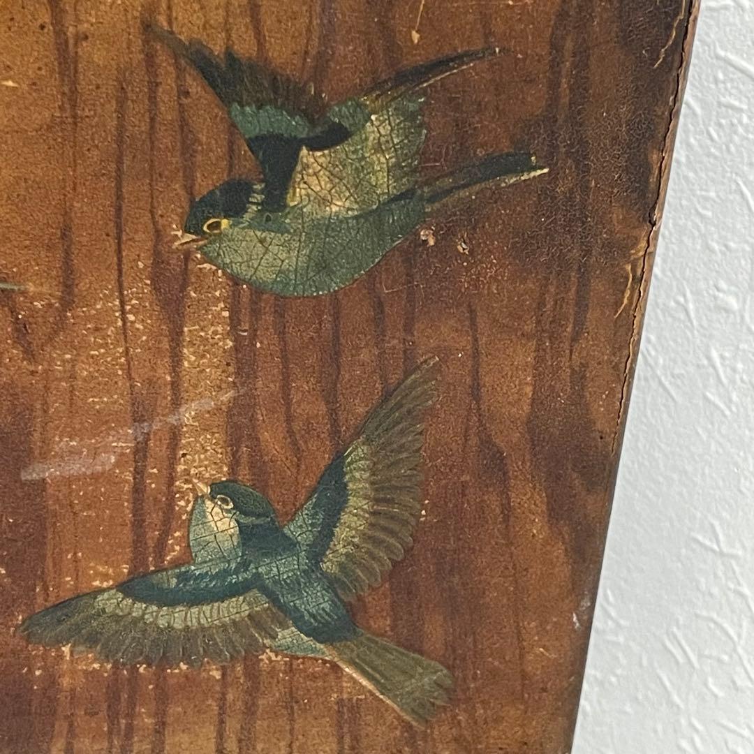 フランス　アンティーク　レターラック　パピエマシェ 花　小鳥