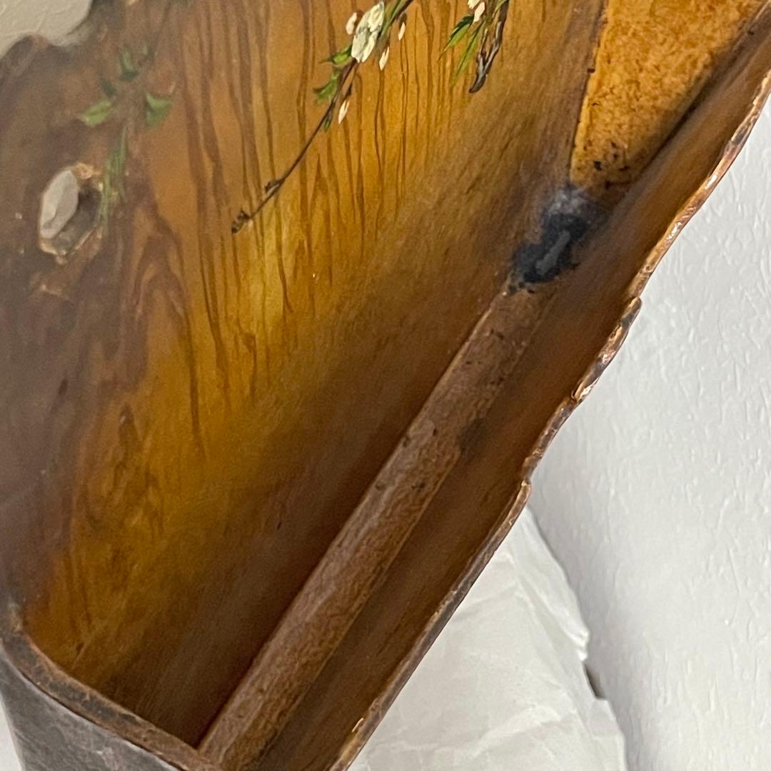 フランス　アンティーク　レターラック　パピエマシェ 花　小鳥