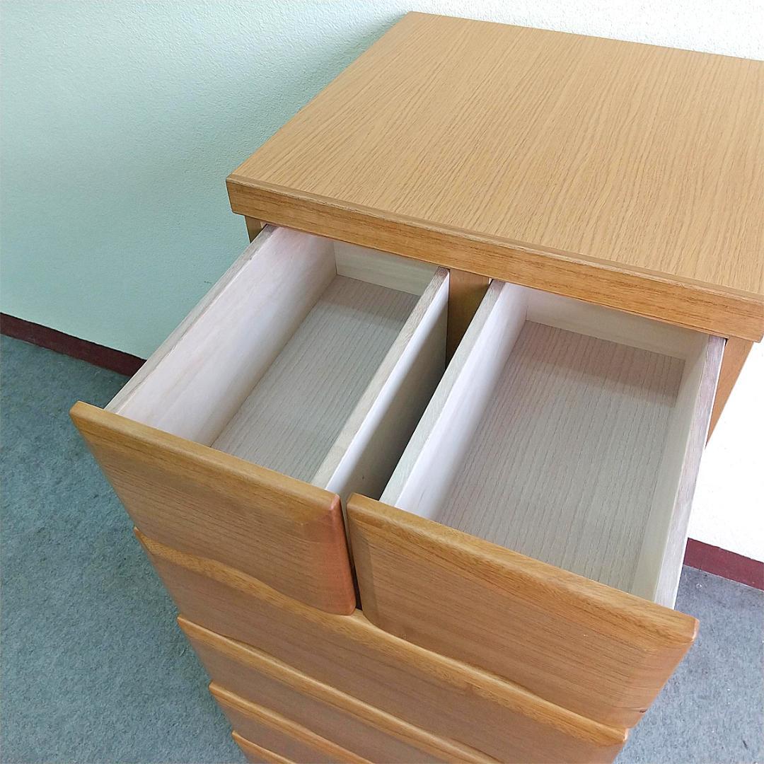 スリムチェスト　5段　幅45cm　日本製　天然木桐材　ナチュラル　すき間収納家具