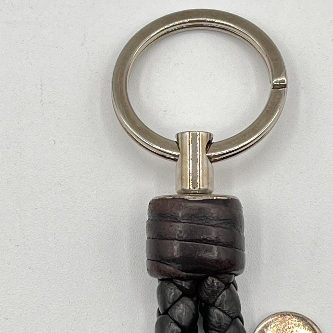 ✨美品✨【ボッテガヴェネタ】キーリング　イントレチャート　ダークブラウン　レザー