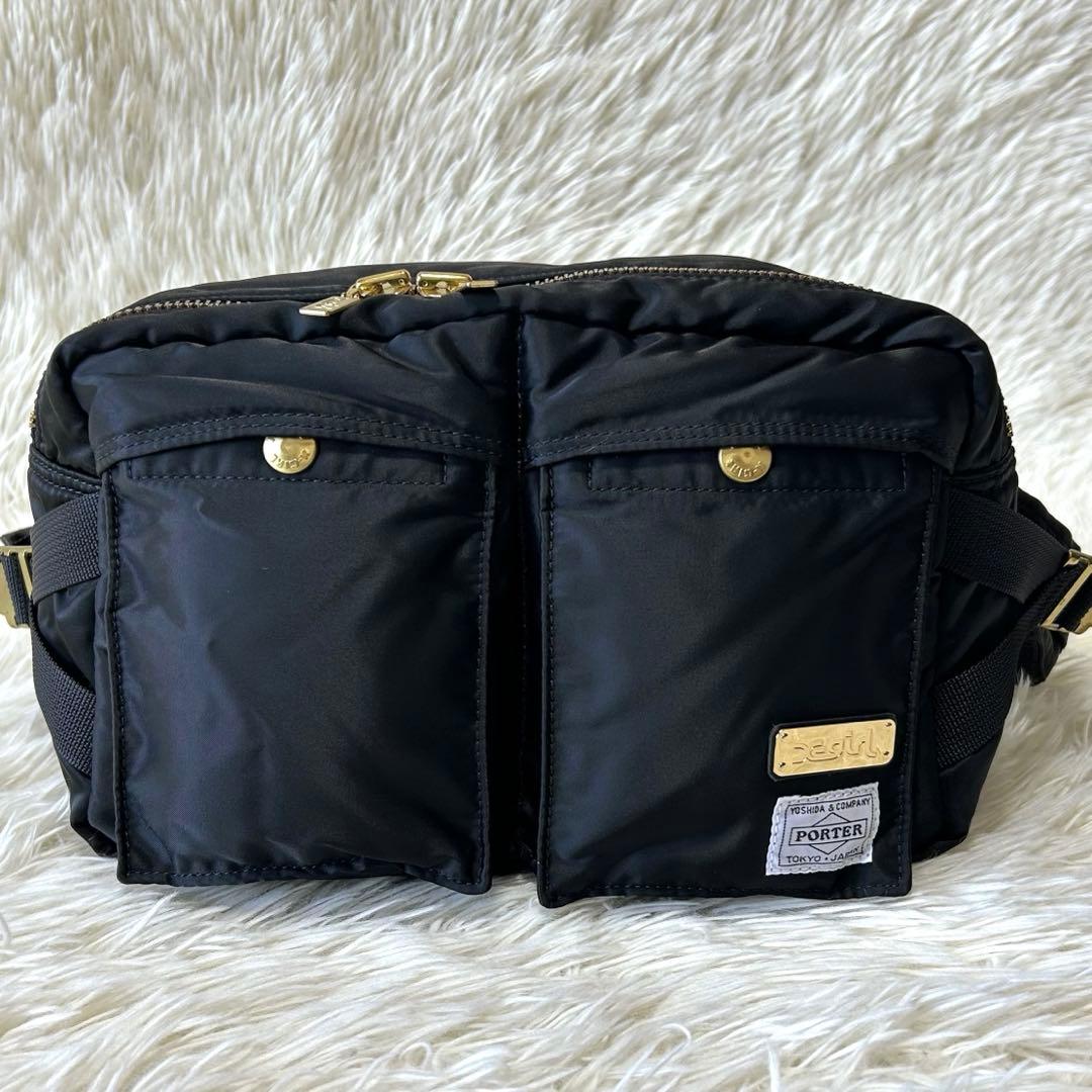 極美品✨PORTER X-girl ウエストバッグ ボディバッグ ナイロン 黒