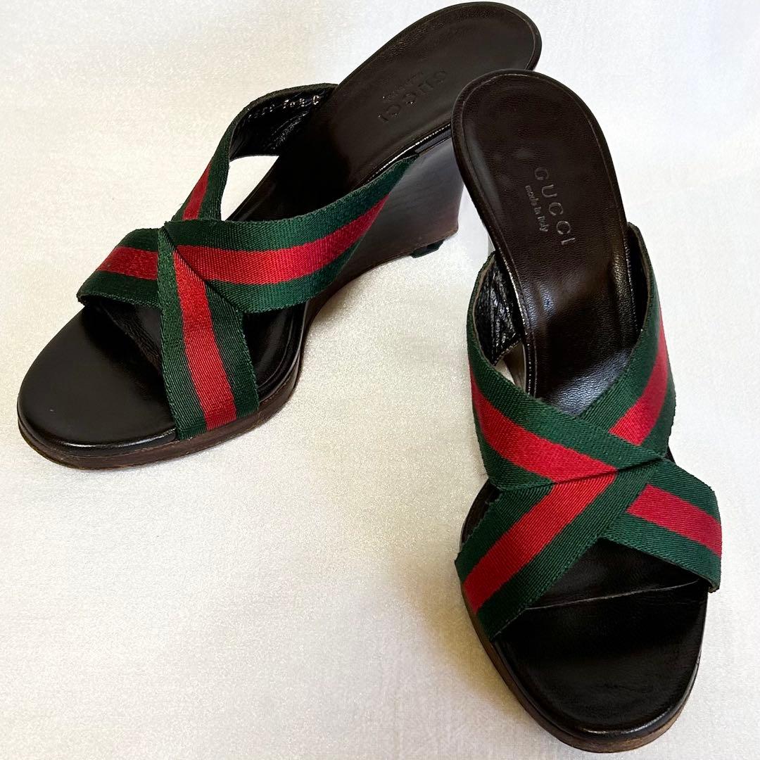グッチ GUCCI ミュール パンプス ヒール ウェッジソール サンダル