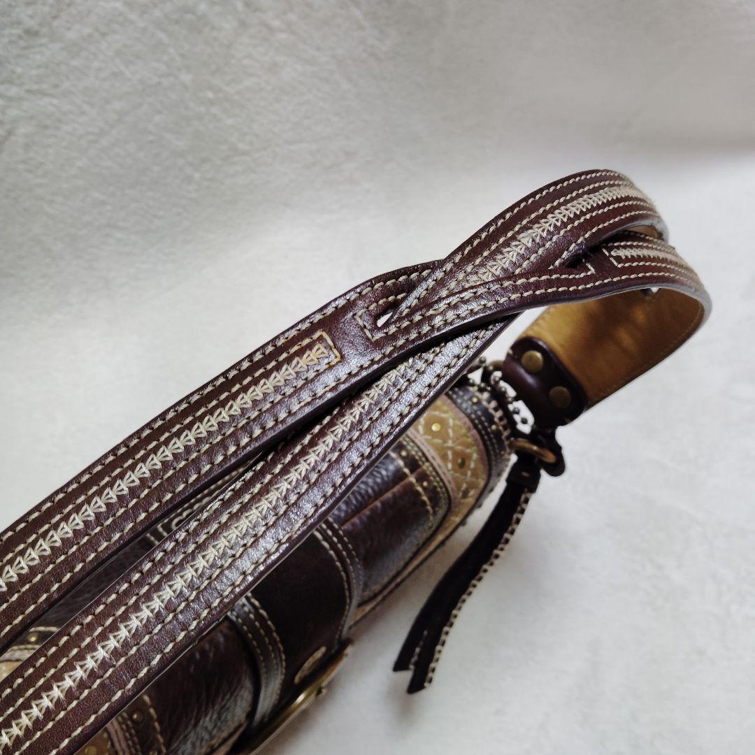 コーチ　ソーホー　ワンショルダーバッグ　スウェード　スタッズ　レザー　Y2K　茶