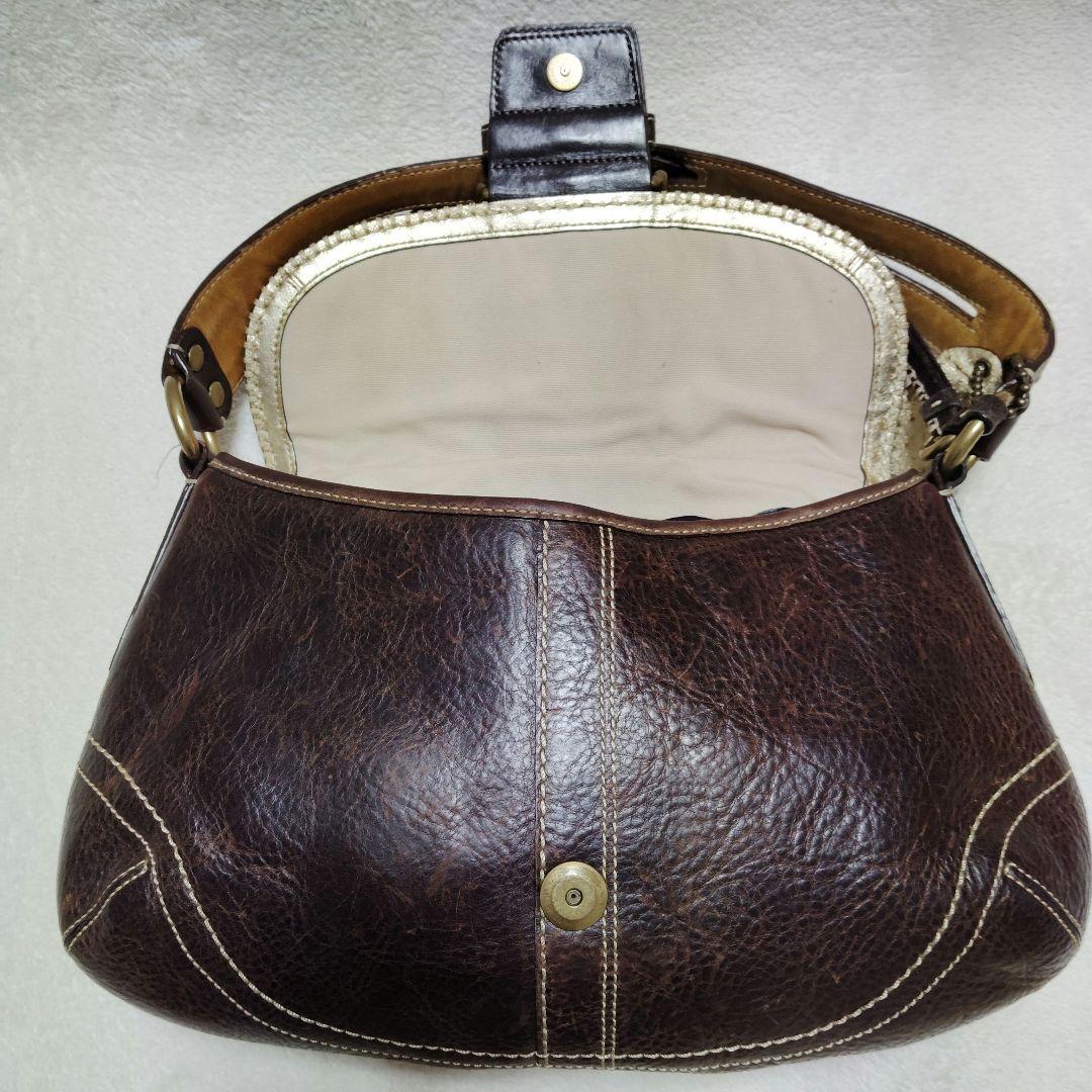 コーチ　ソーホー　ワンショルダーバッグ　スウェード　スタッズ　レザー　Y2K　茶