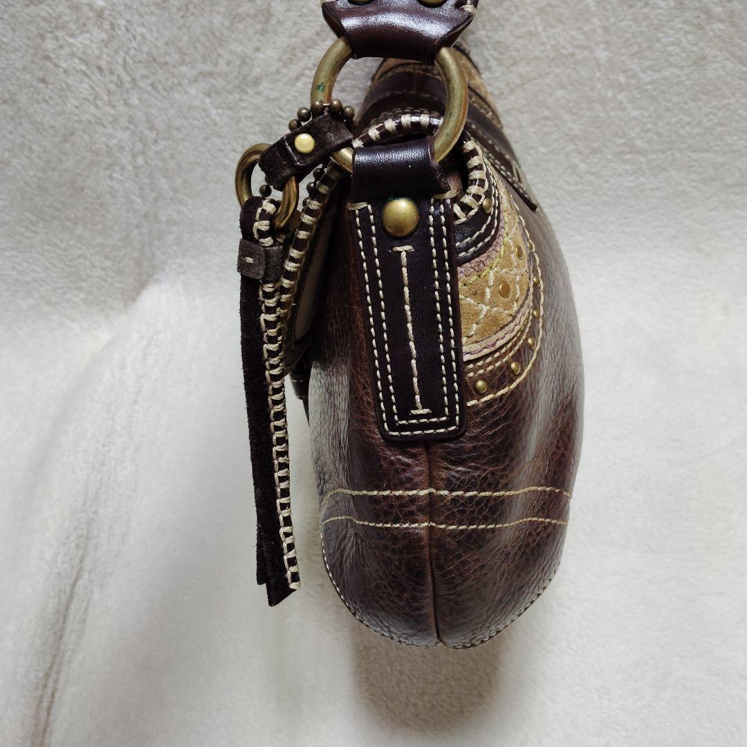 コーチ　ソーホー　ワンショルダーバッグ　スウェード　スタッズ　レザー　Y2K　茶