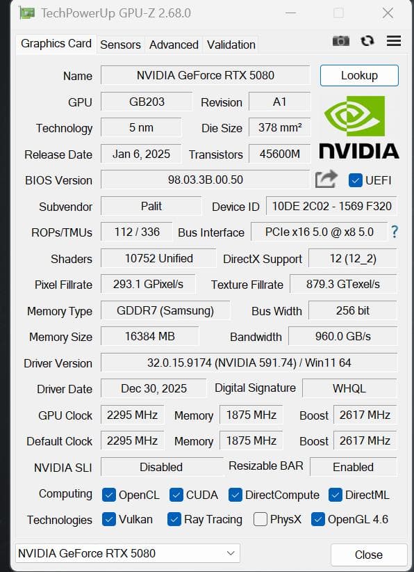 【中古】Palit GeForce RTX 5080 GameRock