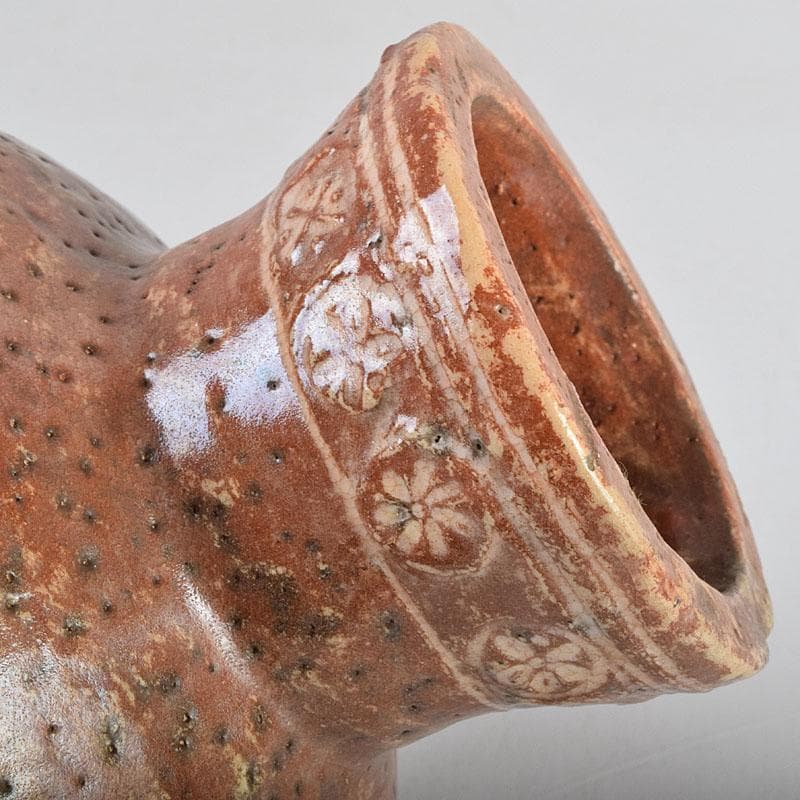 茶道具　佐々木松楽造　赤楽焼　大馬上盃　菓子器　仕覆付　共箱　M　R9476