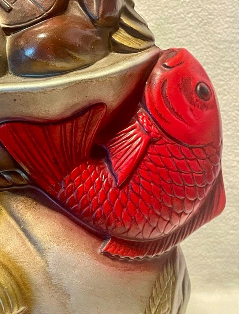 七福神の陶器彫刻 赤と金 約30cm