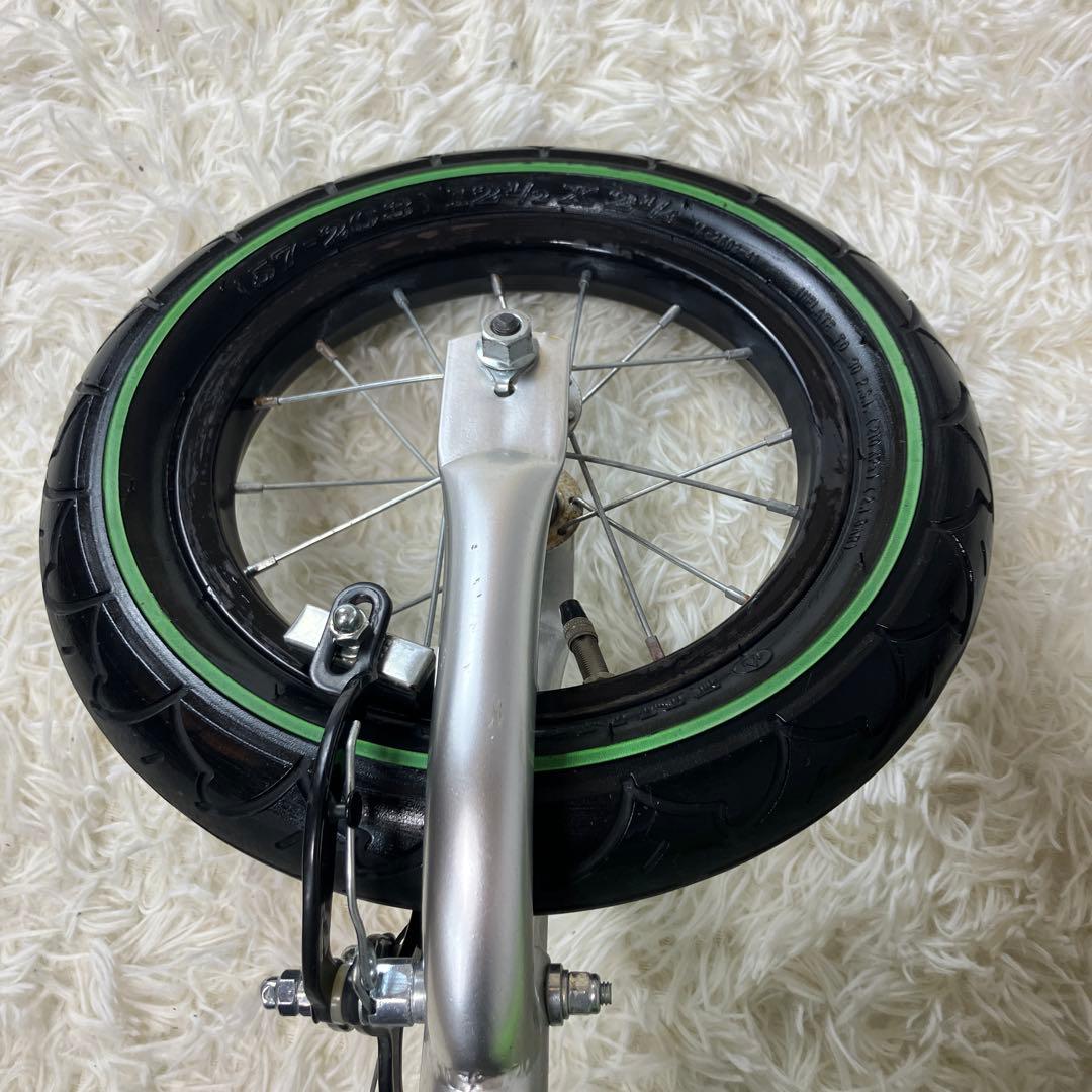 ハル【未使用級】 へんしんバイク 12インチ 緑 スタンド＆補助輪セット