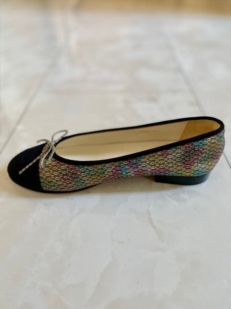 美品 CHANEL ツイード バレエシューズ バレリーナ 37 24 シャネル