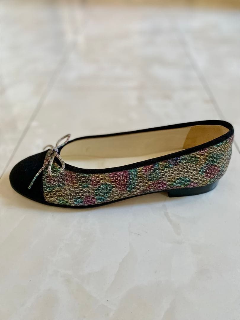 美品 CHANEL ツイード バレエシューズ バレリーナ 37 24 シャネル
