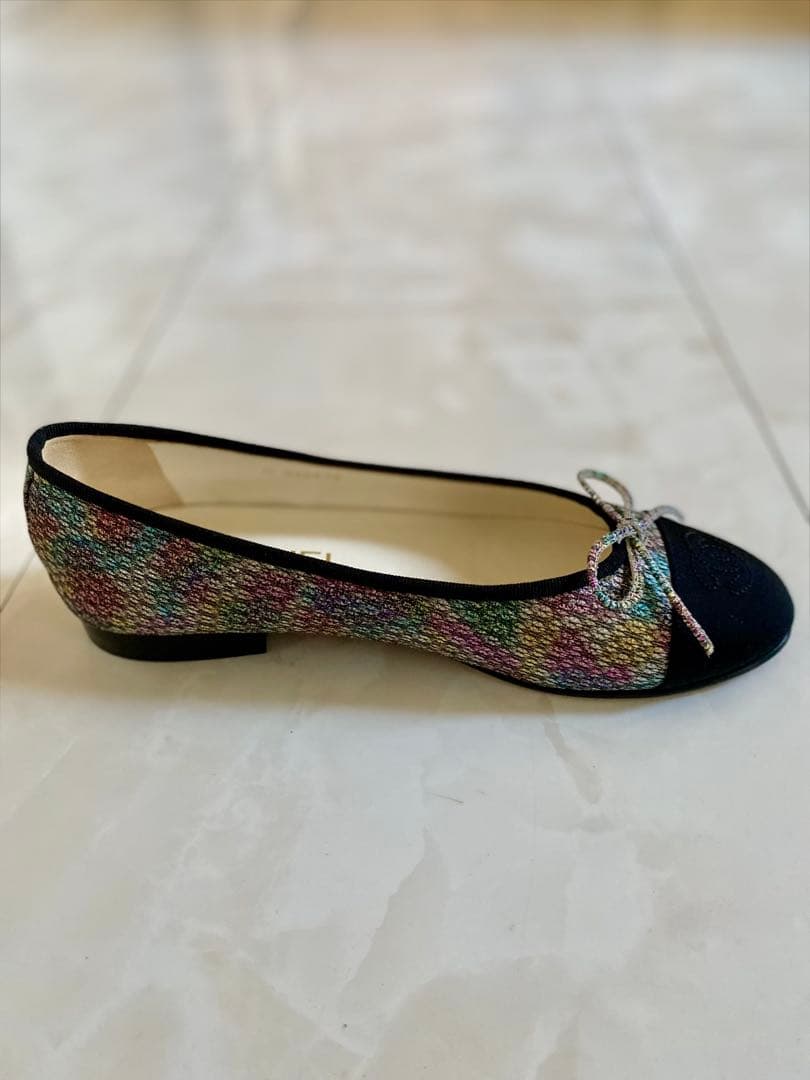 美品 CHANEL ツイード バレエシューズ バレリーナ 37 24 シャネル