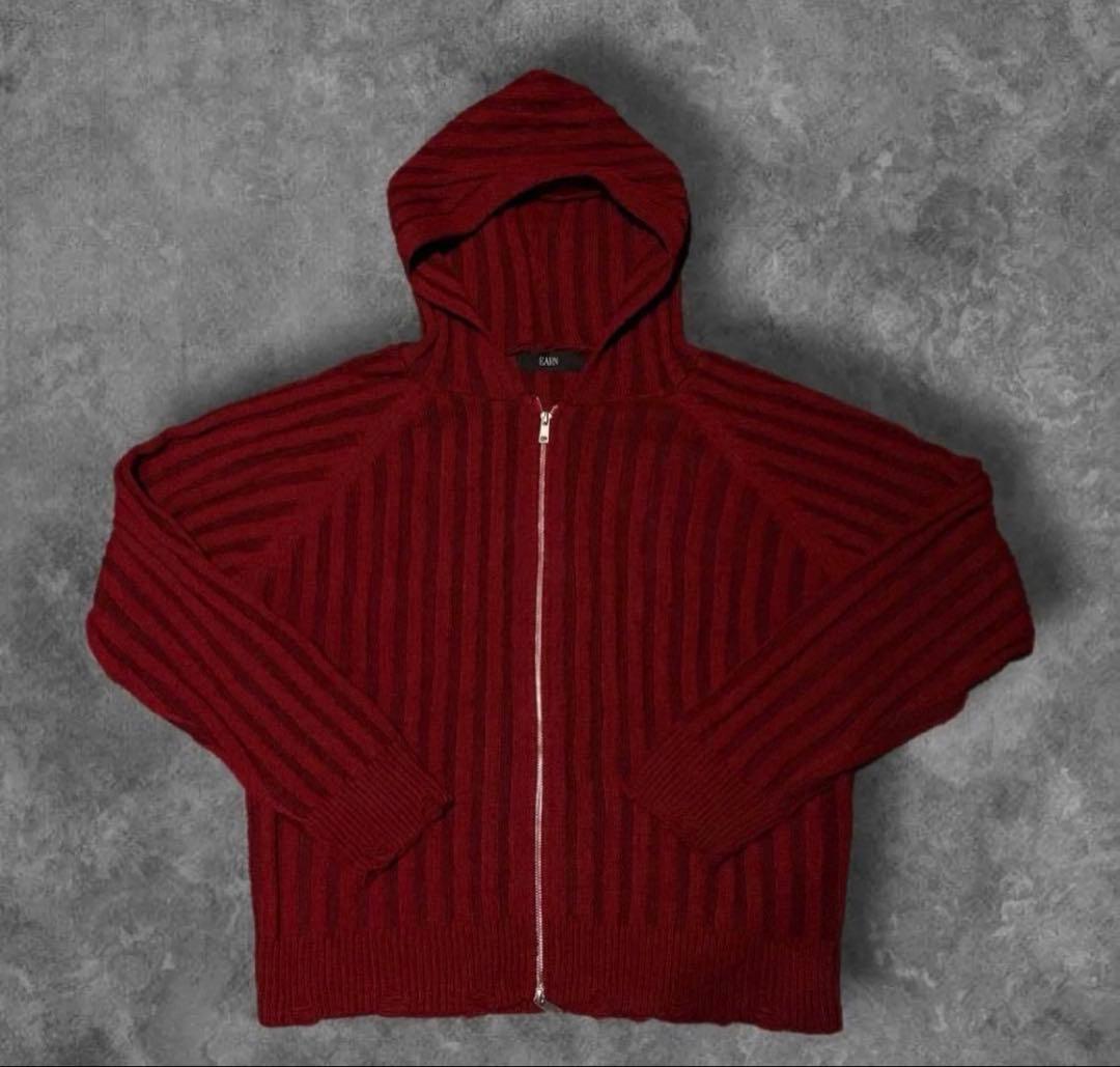 【即完】RADIANT ribknit zip damage hoodie
