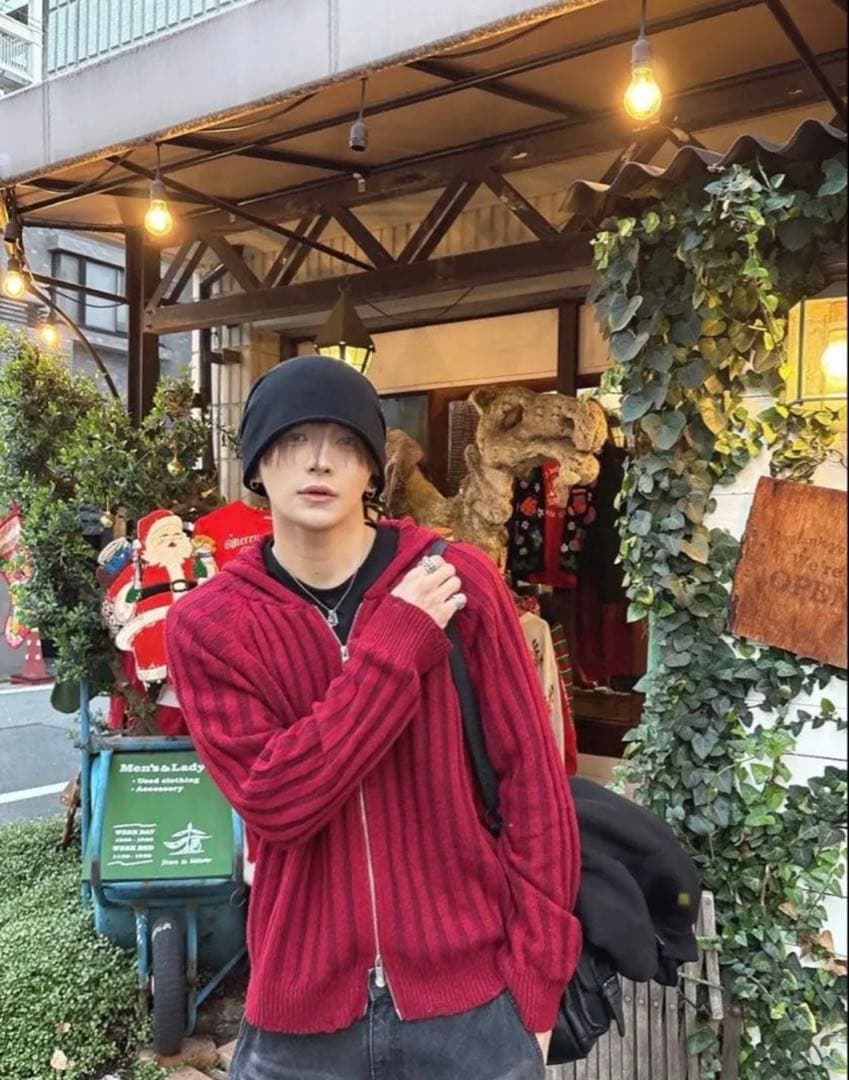 【即完】RADIANT ribknit zip damage hoodie