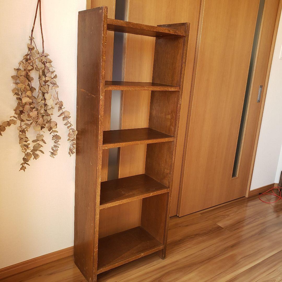 ラワンの5段収納棚　木製　ラワン材　オープンラック　古家具