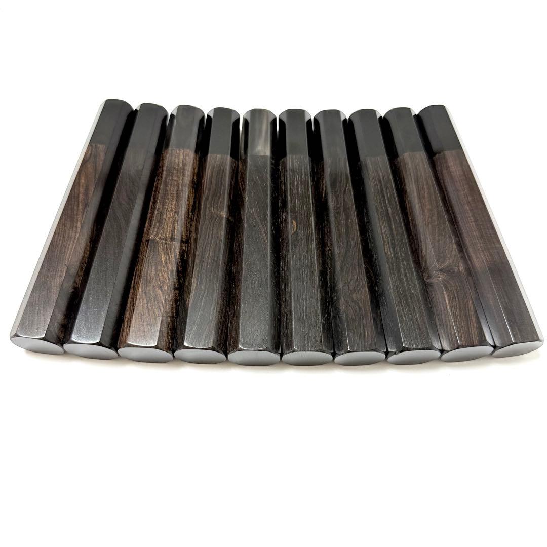 10本セット 黒水牛角 フグ引き270 黒檀八角柄 フグ引き9寸 手作り 包丁柄