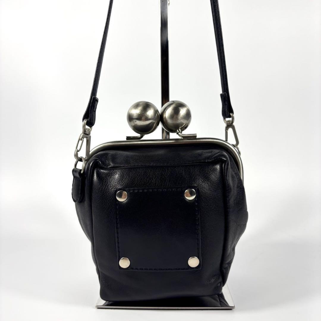 ✨極美品✨カワカワ ショルダーバッグ がま口 ミニ スクエア ボックス 黒