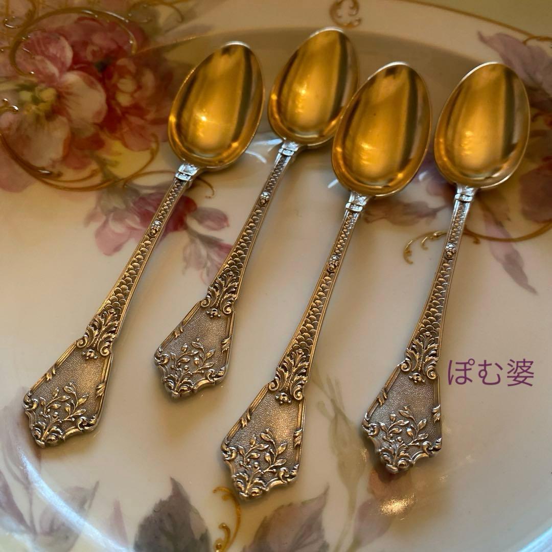 【フランス／アンリ・ラペール】純銀／コーヒースプーン ２本