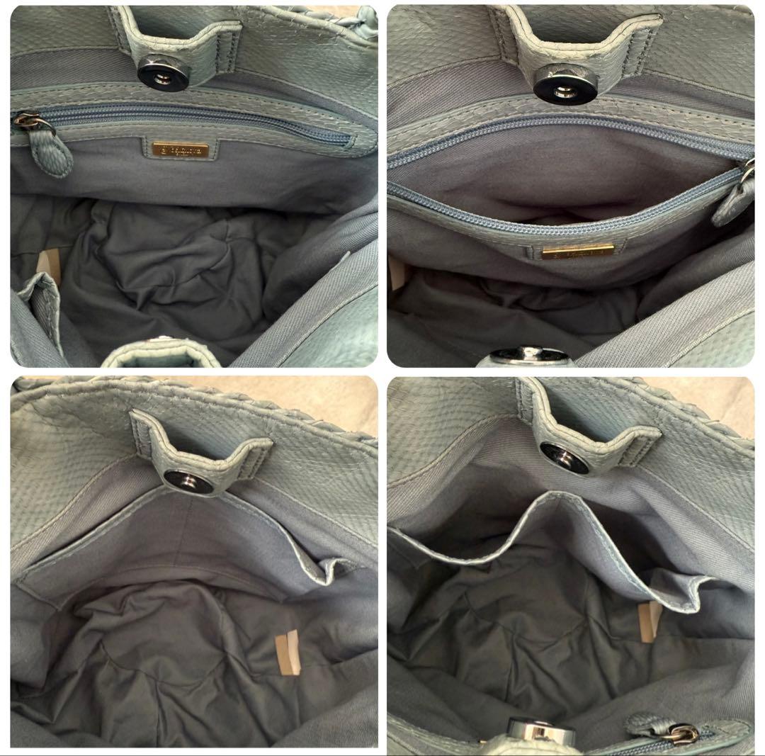 【定価3万】銀座ヨシノヤ パイソンレザー イントレチャートバッグ メッシュ 蛇革