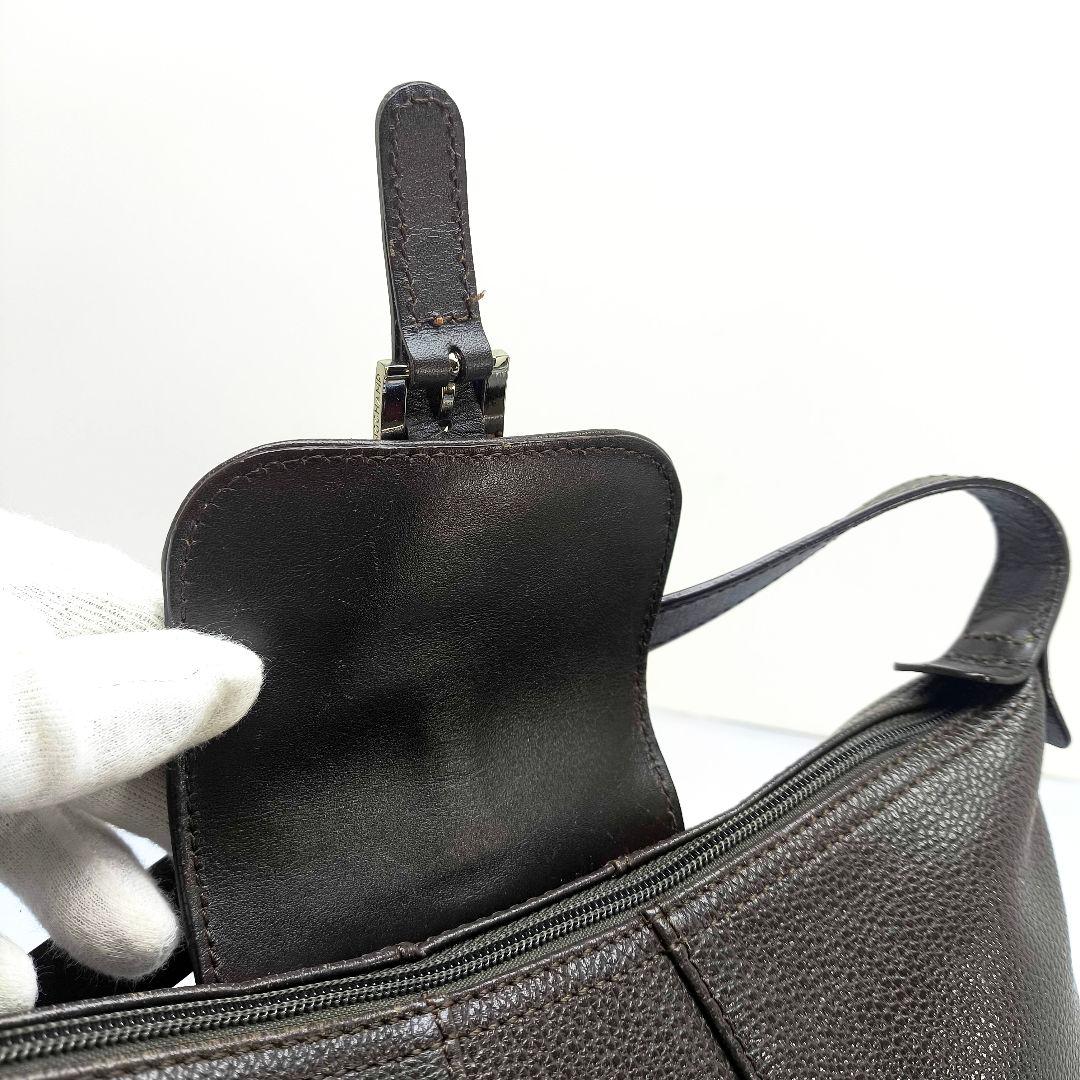 美品 ロンシャン シボ革 ショルダーバッグ LONGCHAMP