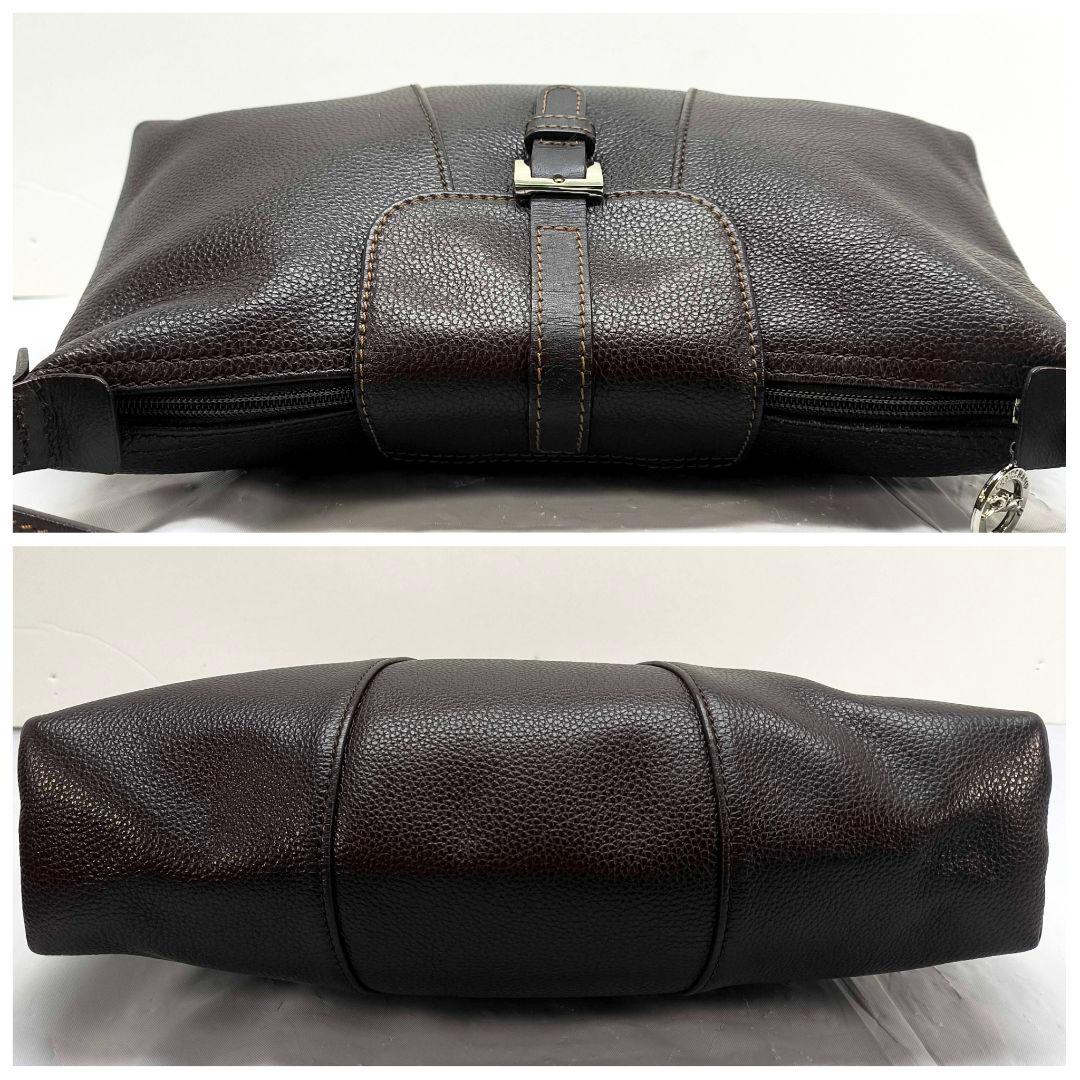 美品 ロンシャン シボ革 ショルダーバッグ LONGCHAMP