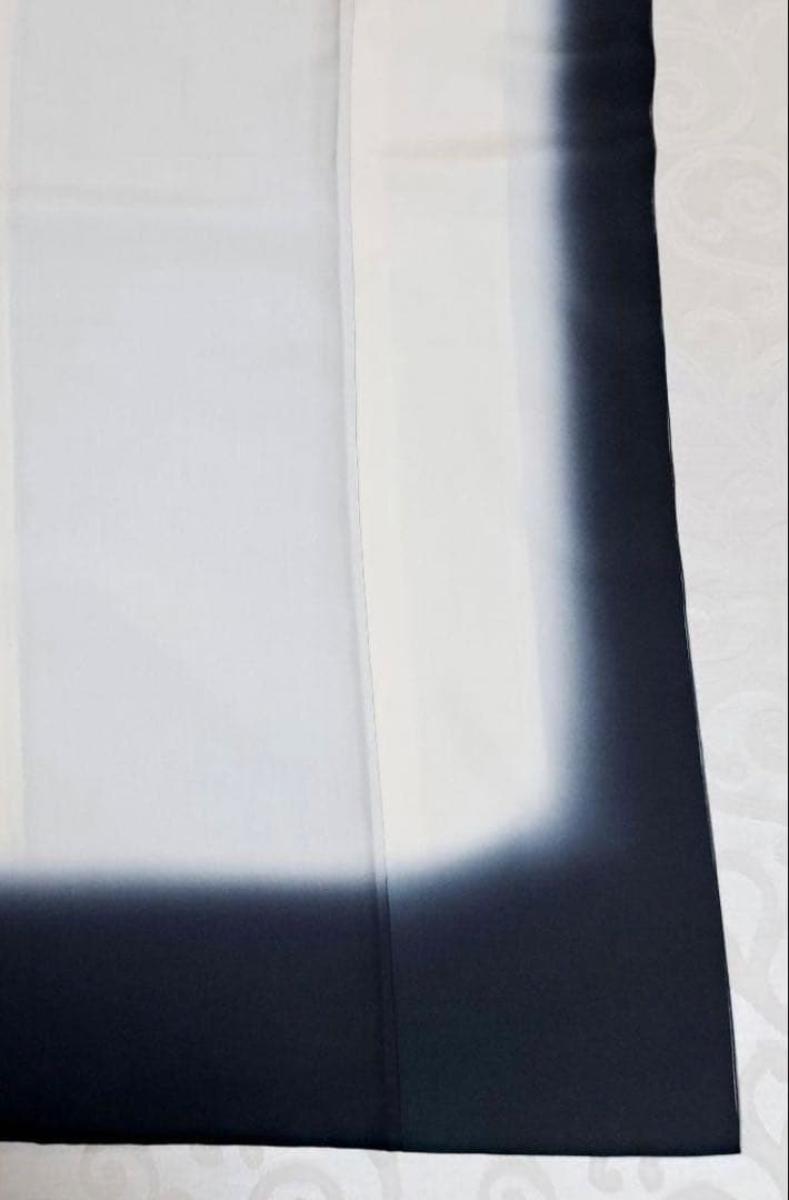 江戸小紋 万筋　黒x薄グレー袷　正絹　縞　丈160 裄65、5 紋なし