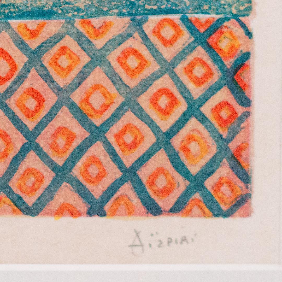 【真作・版画】ポール・アイズピリ「青いバックの花」