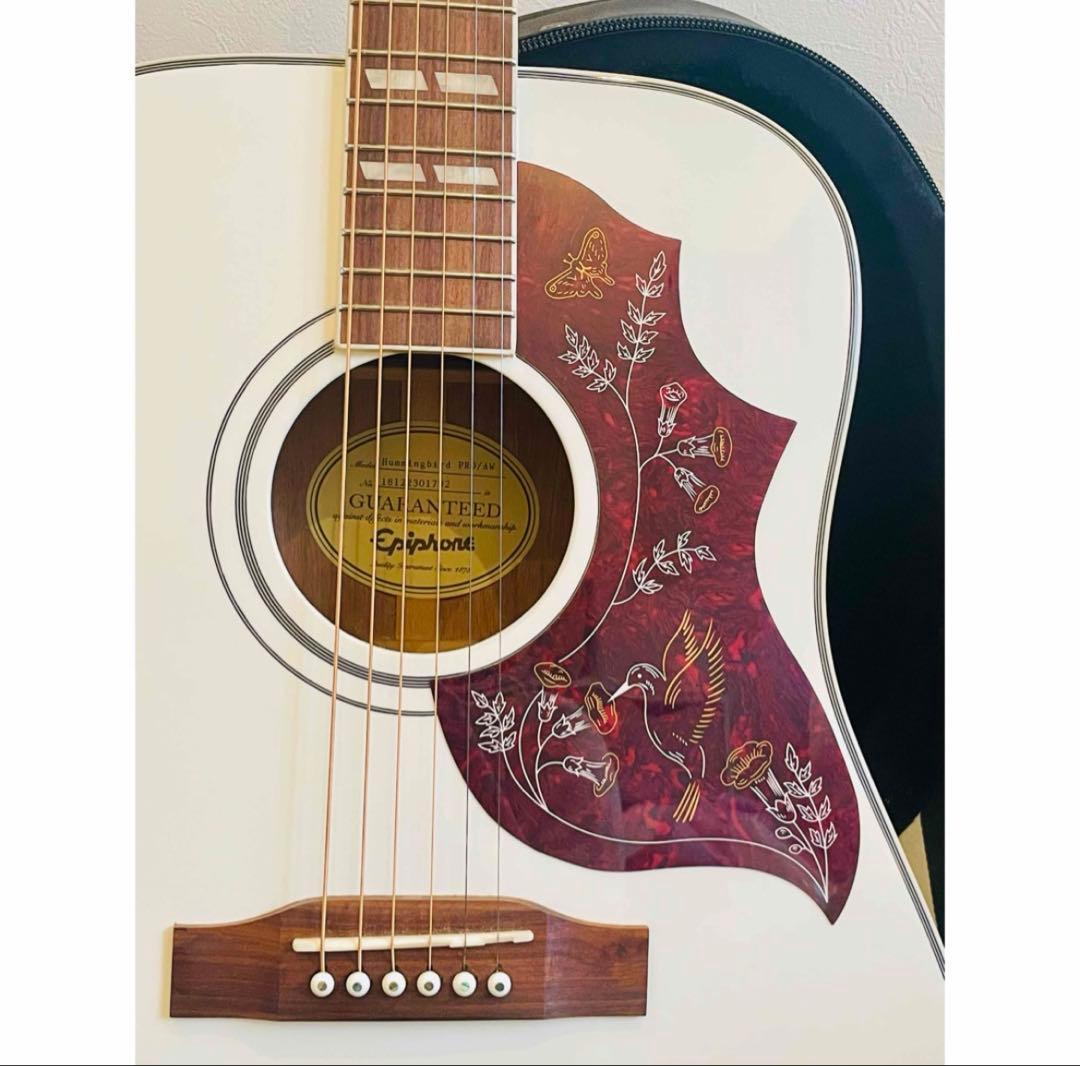 【限定カラー】Epiphone ハミングバード　エレアコ　ホワイト
