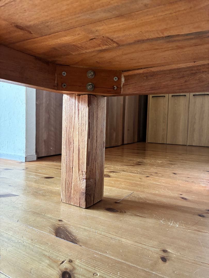 yum 送料込！オールドチーク　W1600 ローテーブル　木製　アジアン