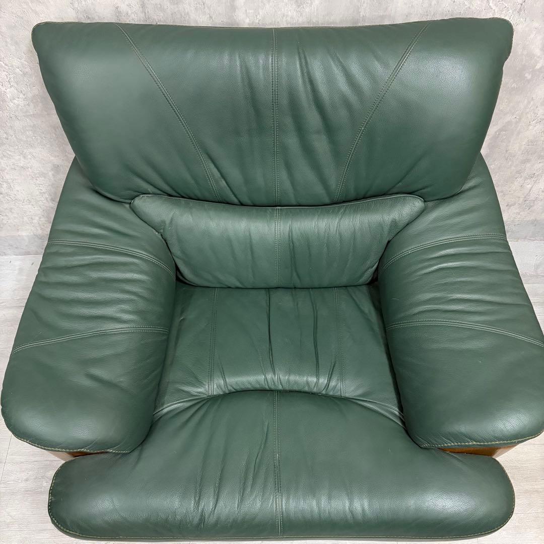 カリモク 1人掛けソファ 牛革　1p