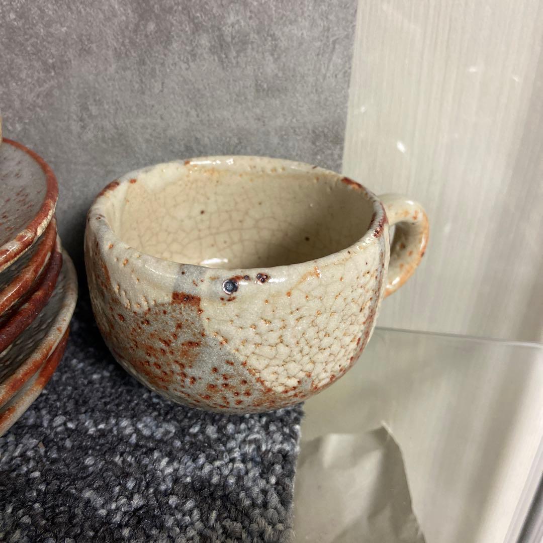 志野焼　北山窯　カップ&ソーサー　5客セット　コーヒーカップ