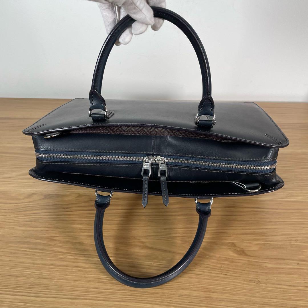 エルゴポック　ビジネスバッグ　ブリーフケース　レザー　ネイビー