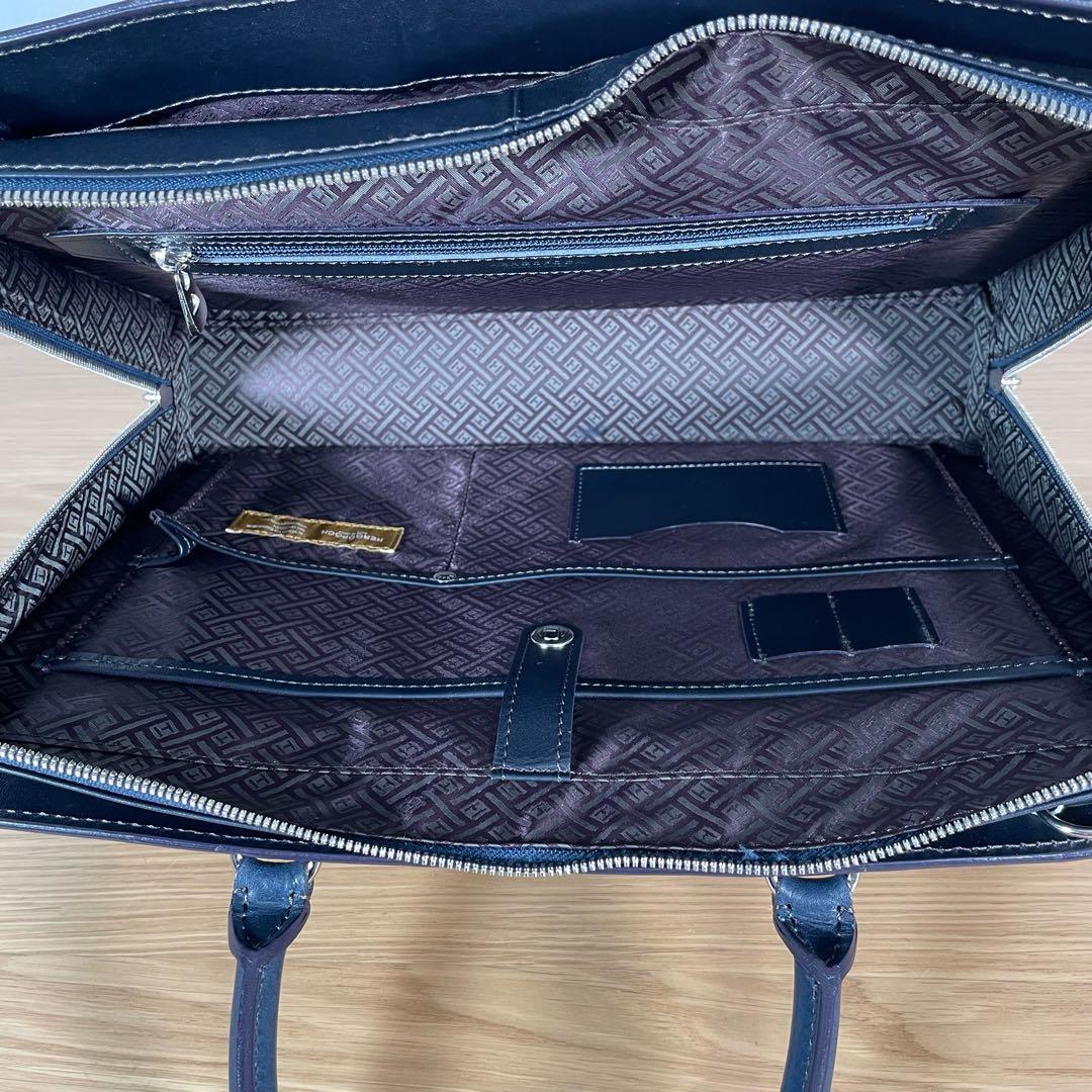 エルゴポック　ビジネスバッグ　ブリーフケース　レザー　ネイビー