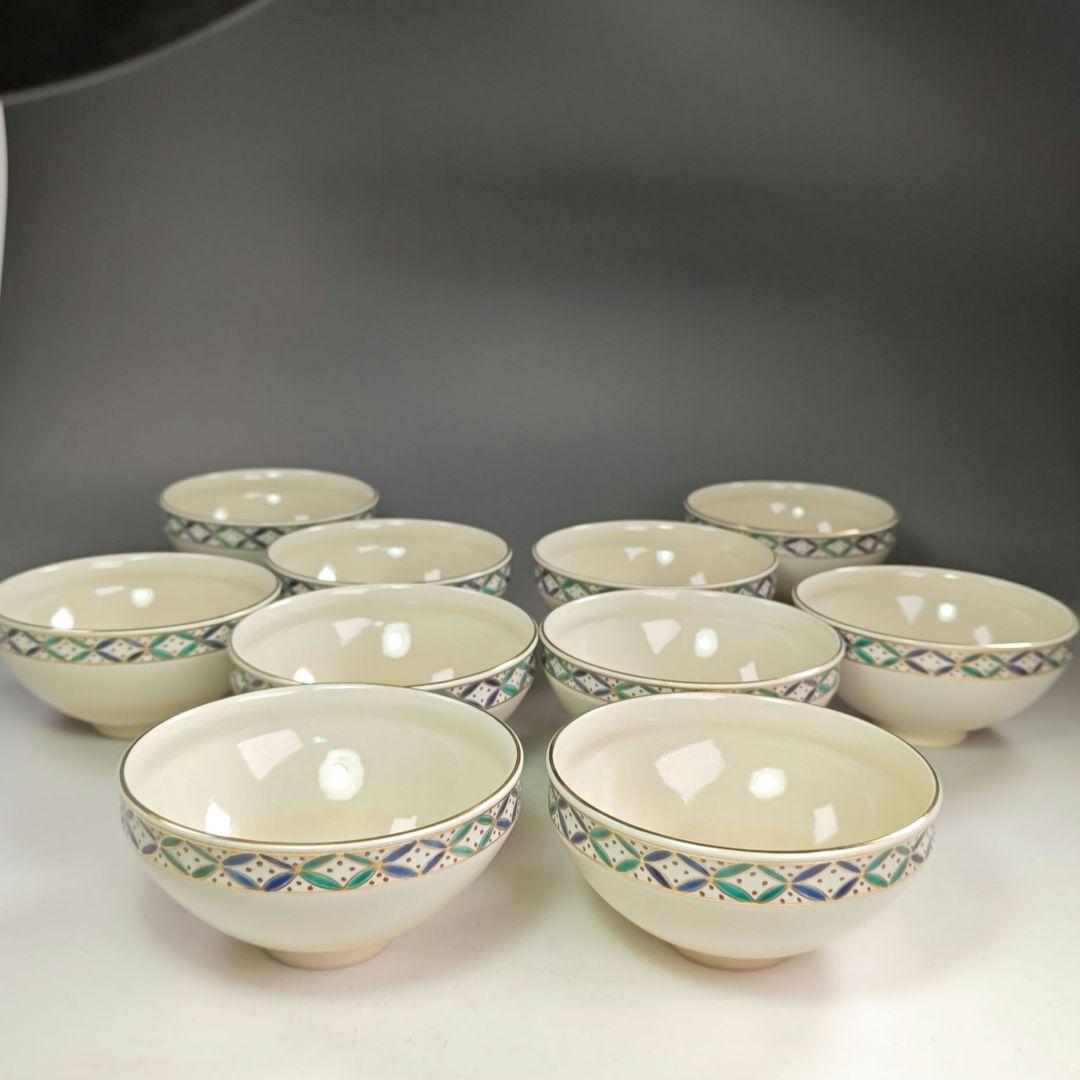 ウ286 数茶碗『平安　手塚桐鳳』『仁清七宝紋　数茶碗　10客　共箱』茶道具