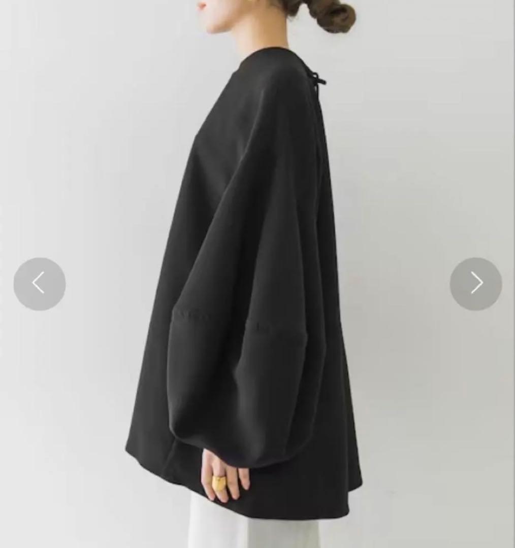 ENFOLD PEジョーゼット ドレープスリーブPULLOVER 黒