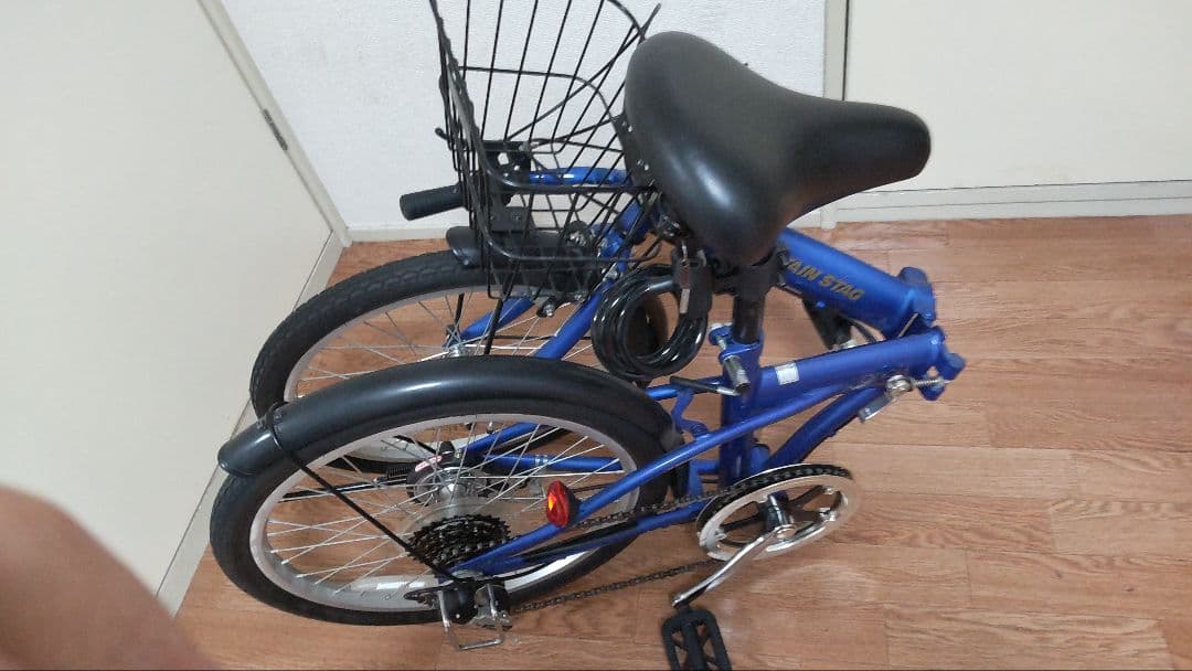 CAPTAIN STAG 折り畳み自転車 青色 前バスケット付 引取限定 愛知県
