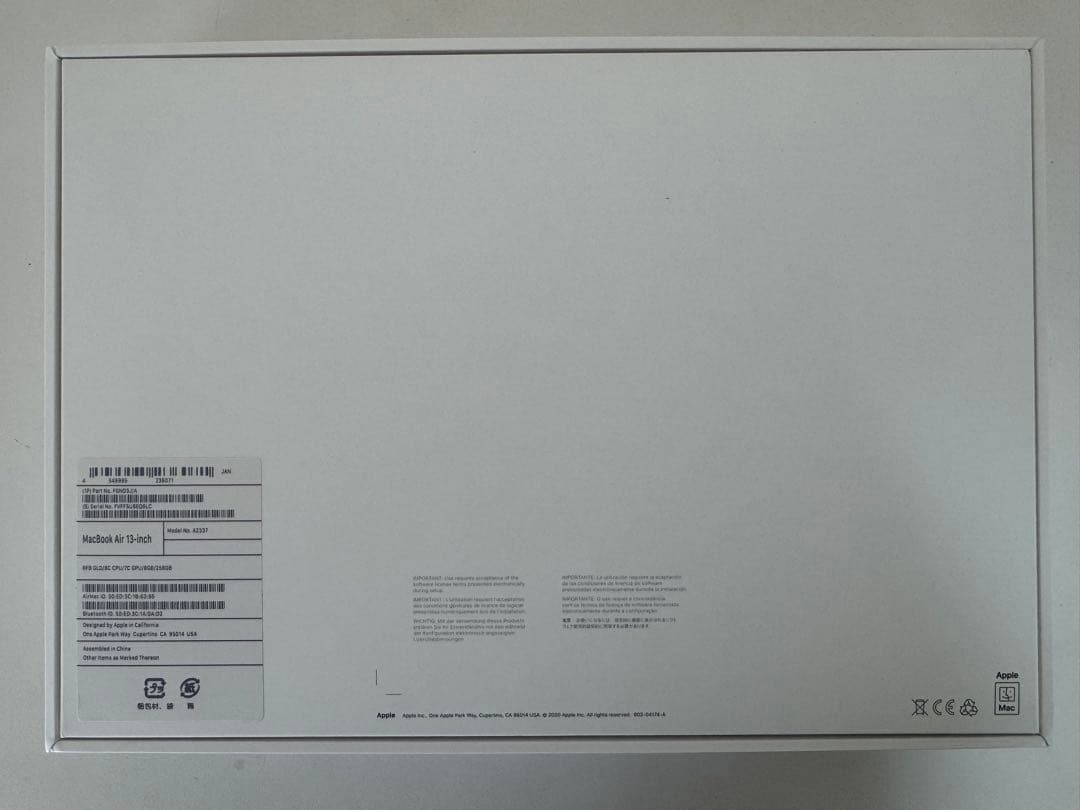 MacBook Air アップル　2020年　256GB