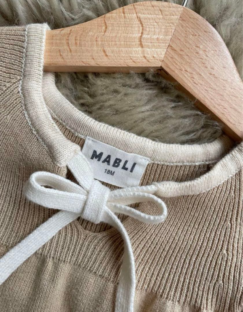 【美品】MABLI ロンパース　18m ベージュ　小人ロンパース　80