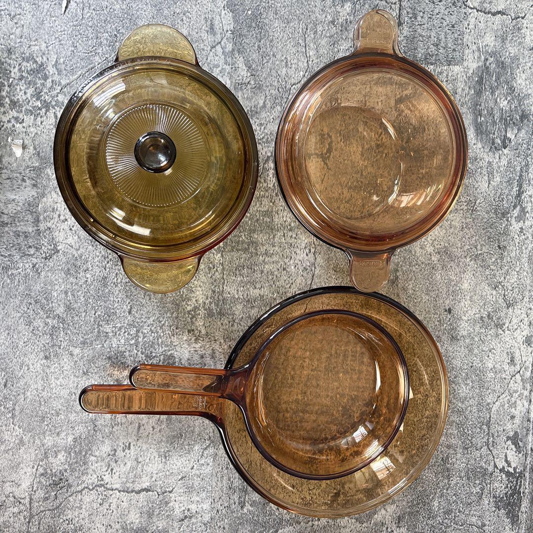 ビジョン　アンバーガラス　キャセロール　耐熱セット　フライパン　4点セット